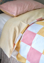 Pink Check & Yellow Stripe Reversible Single Duvet Cover