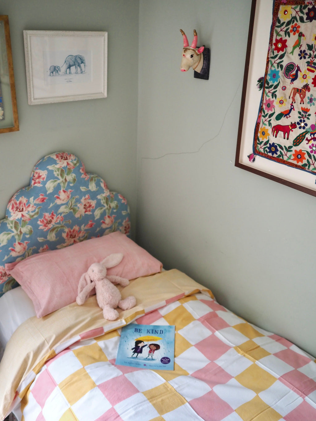 Pink Check & Yellow Stripe Reversible Single Duvet Cover