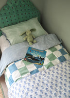 Blue Check & Green Stripe Reversible Single Duvet Cover