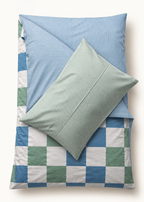 Blue Check & Green Stripe Reversible Single Duvet Cover