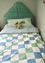 Blue Check & Green Stripe Reversible Single Duvet Cover
