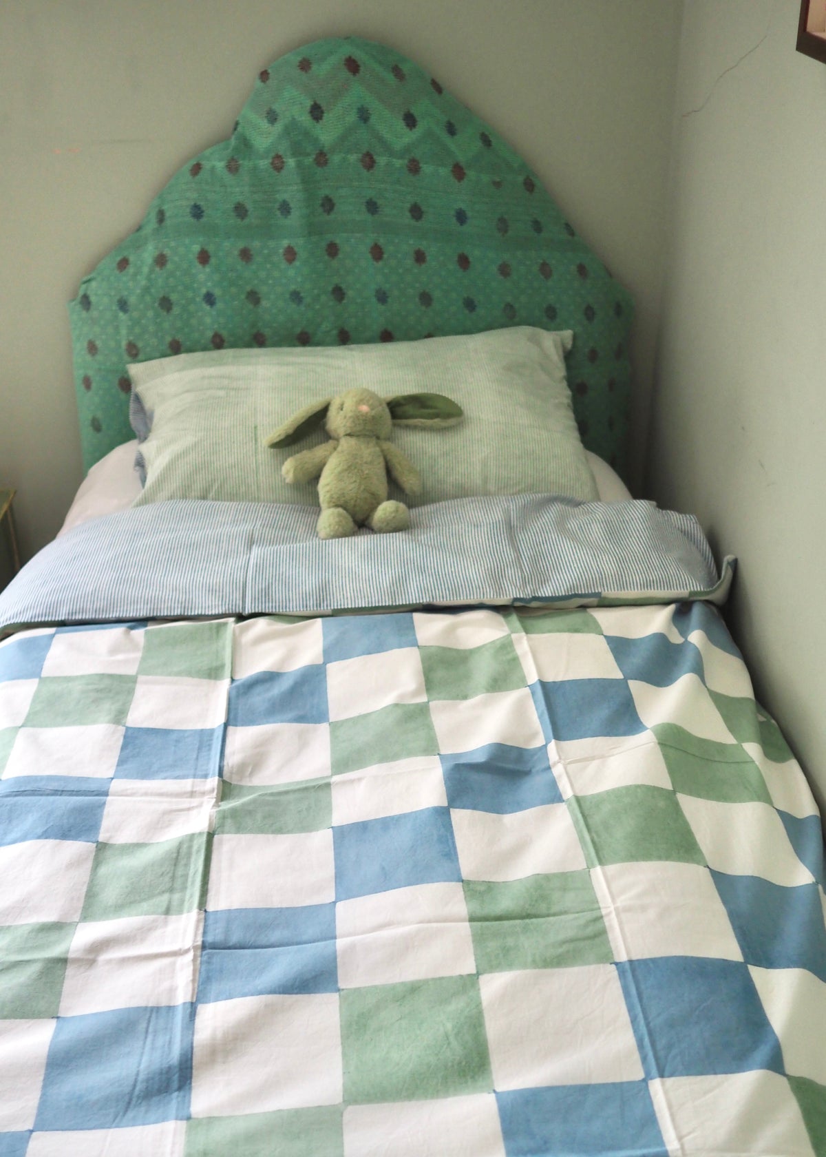 Blue Check & Green Stripe Reversible Single Duvet Cover