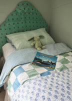 Blue Check & Green Stripe Reversible Single Duvet Cover