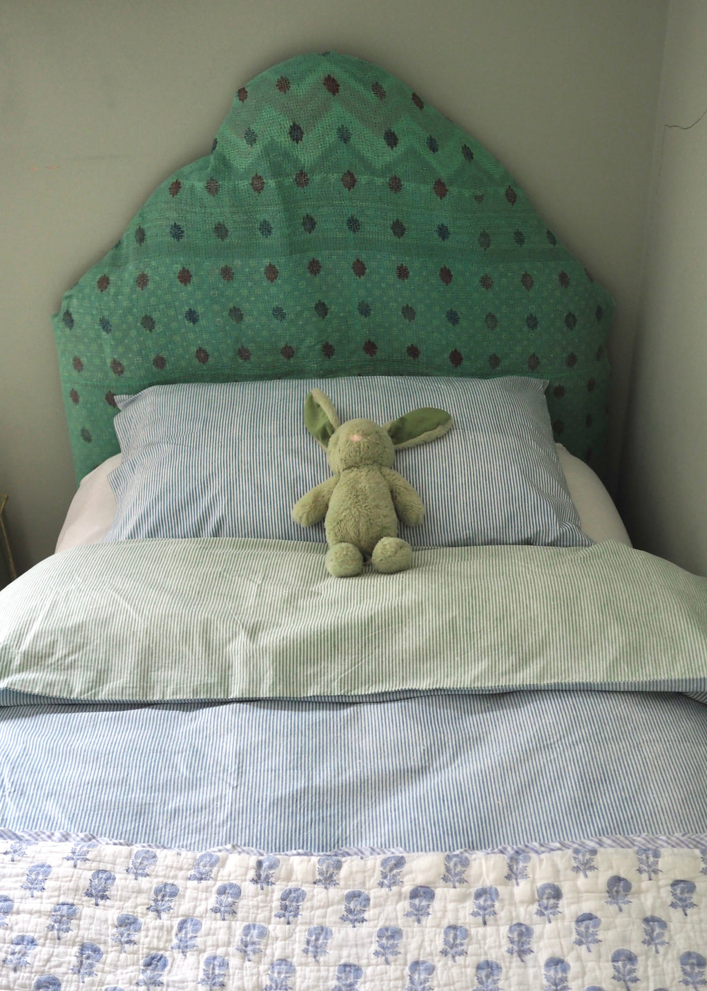 Blue & Green Reversible Stripe Single Duvet Cover