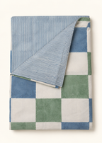 Blue Check & Green Stripe Reversible Single Duvet Cover
