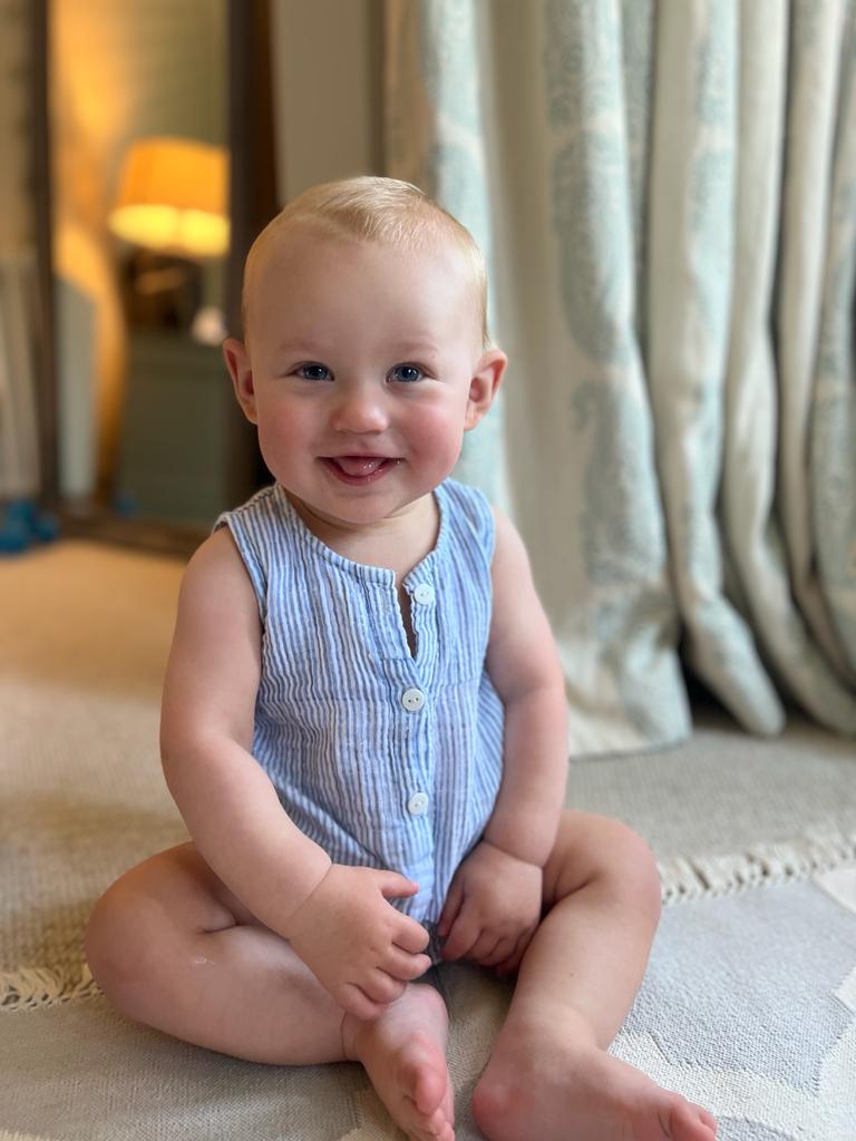 Blue Stripe Cotton Romper