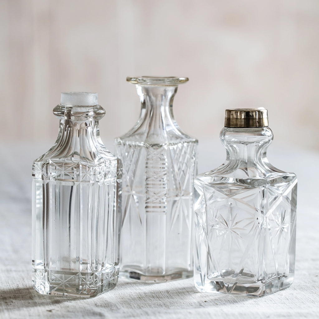 Medium Vintage Cut Glass Diffuser Bottle - Square Bottle image