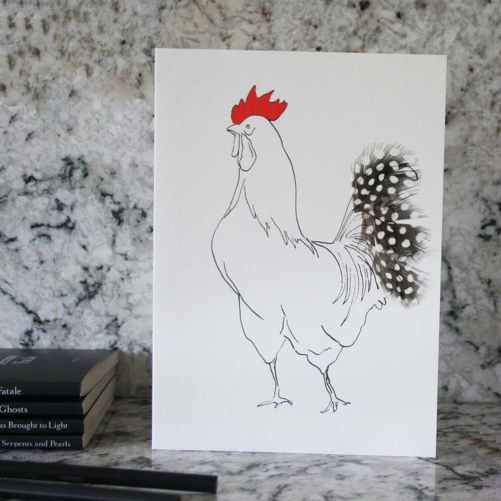 Edward Cockerel Real Feather Cards