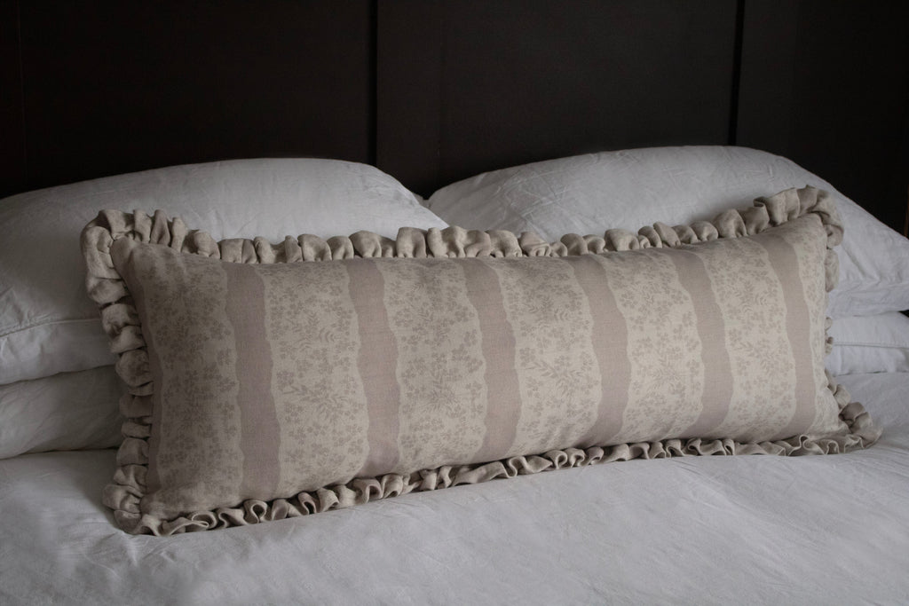 LUMBAR RUFFLE CUSHION ~ FAIRYLACE PEACH BLOSSOM