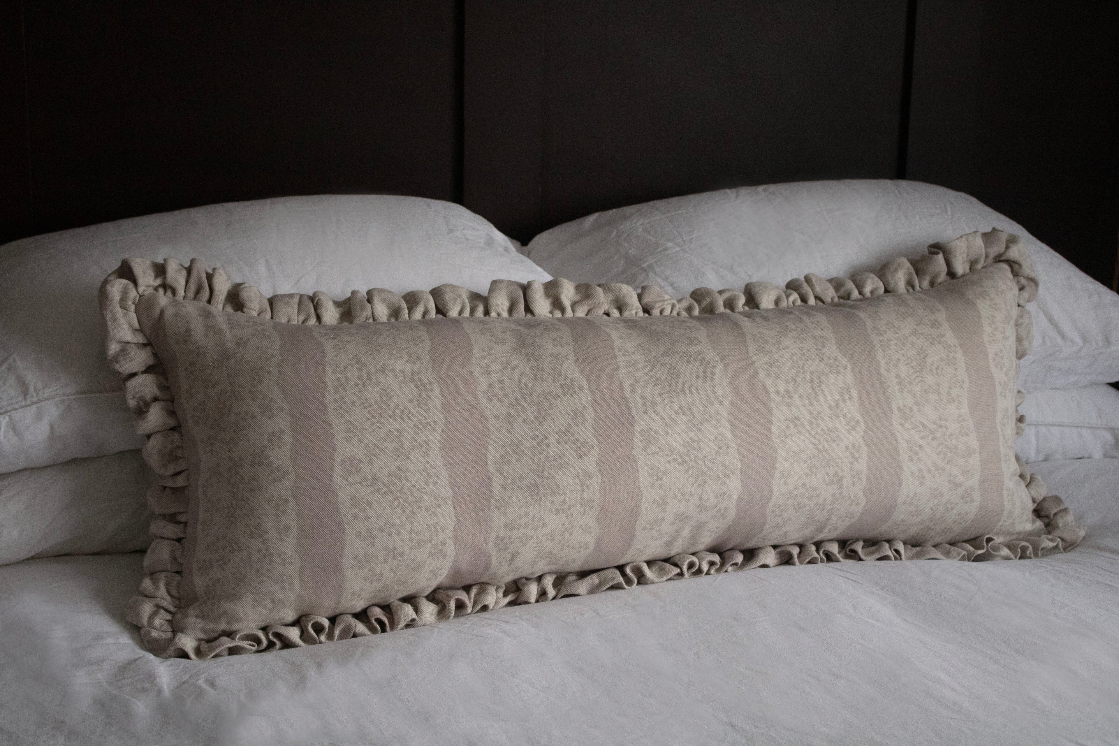 LUMBAR RUFFLE CUSHION ~ FAIRYLACE PEACH BLOSSOM