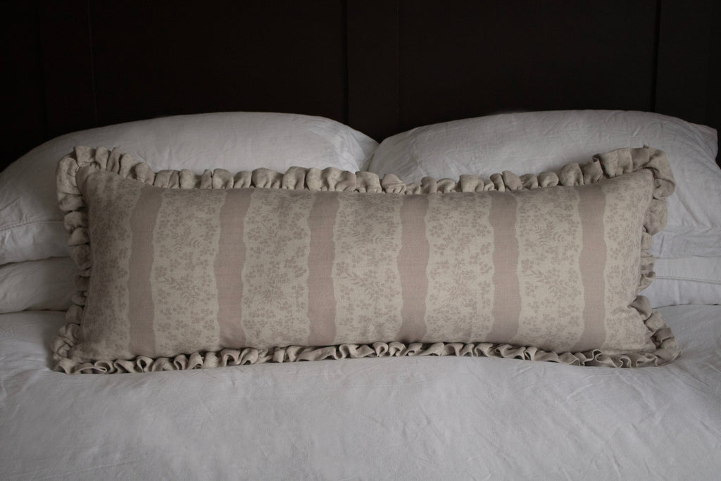 LUMBAR RUFFLE CUSHION ~ FAIRYLACE PEACH BLOSSOM