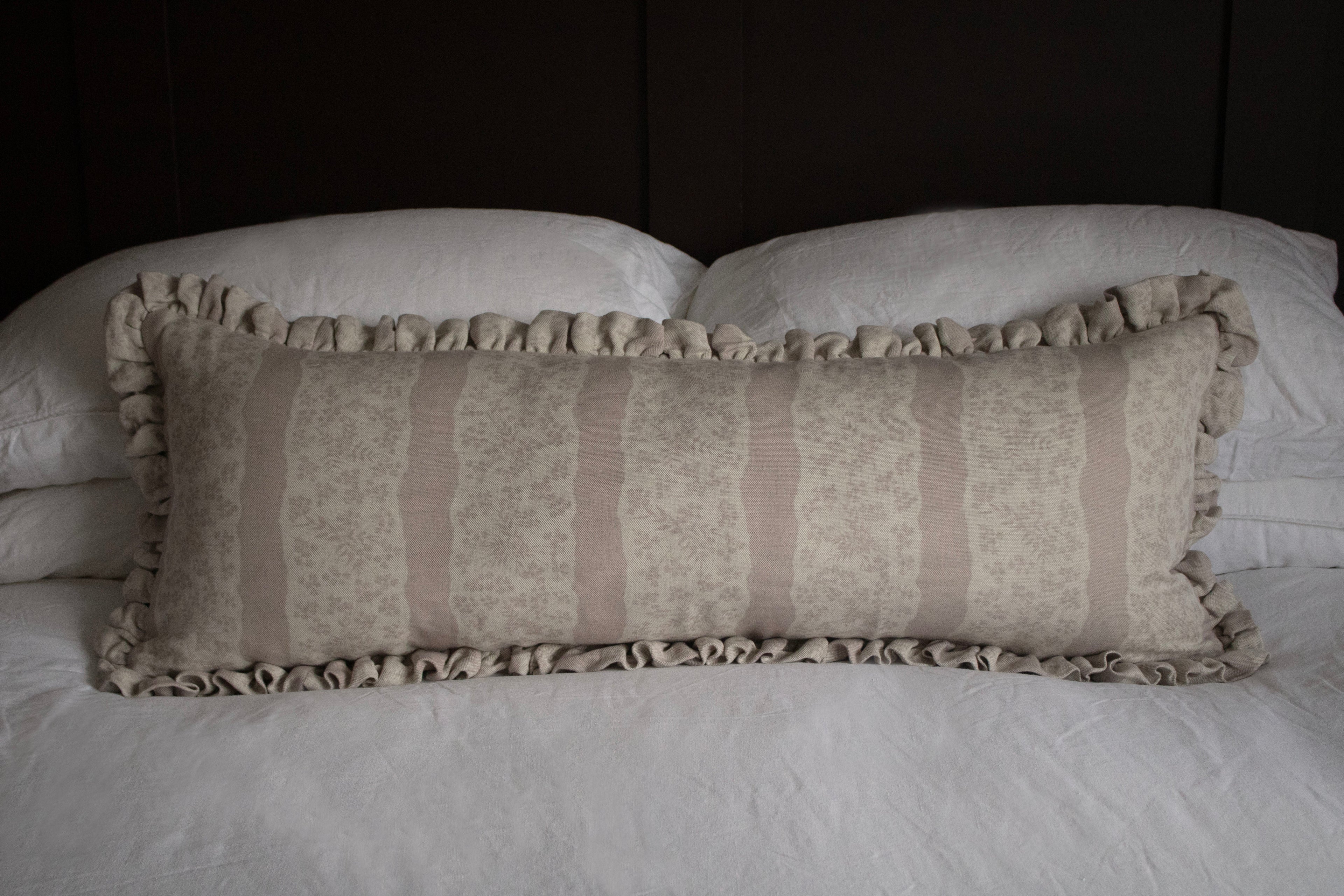 LUMBAR RUFFLE CUSHION ~ FAIRYLACE PEACH BLOSSOM