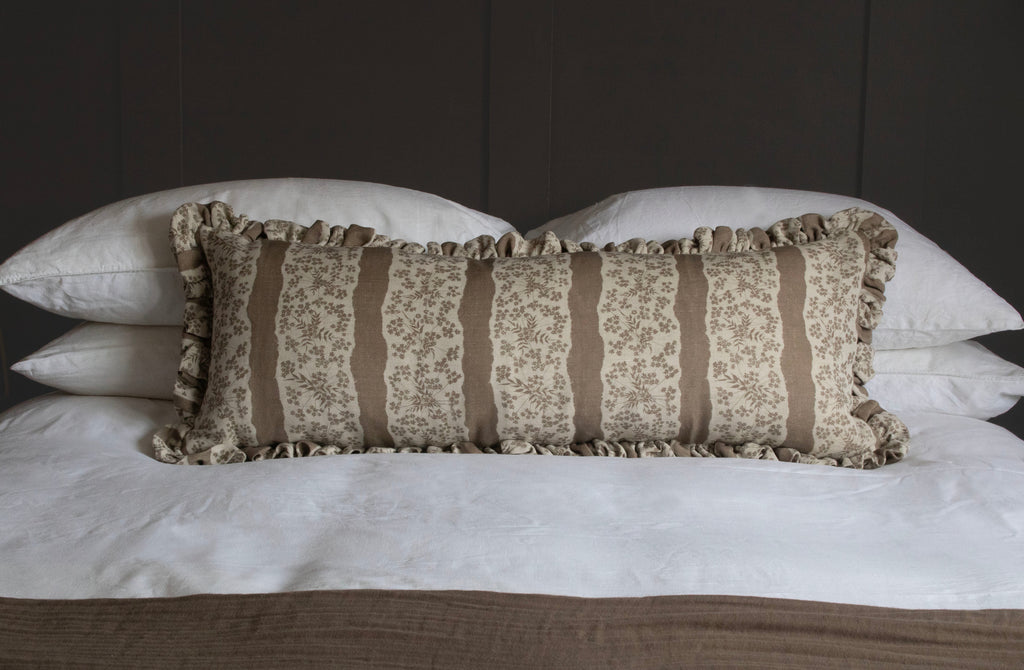 LUMBAR RUFFLE CUSHION ~ FAIRYLACE CLAY