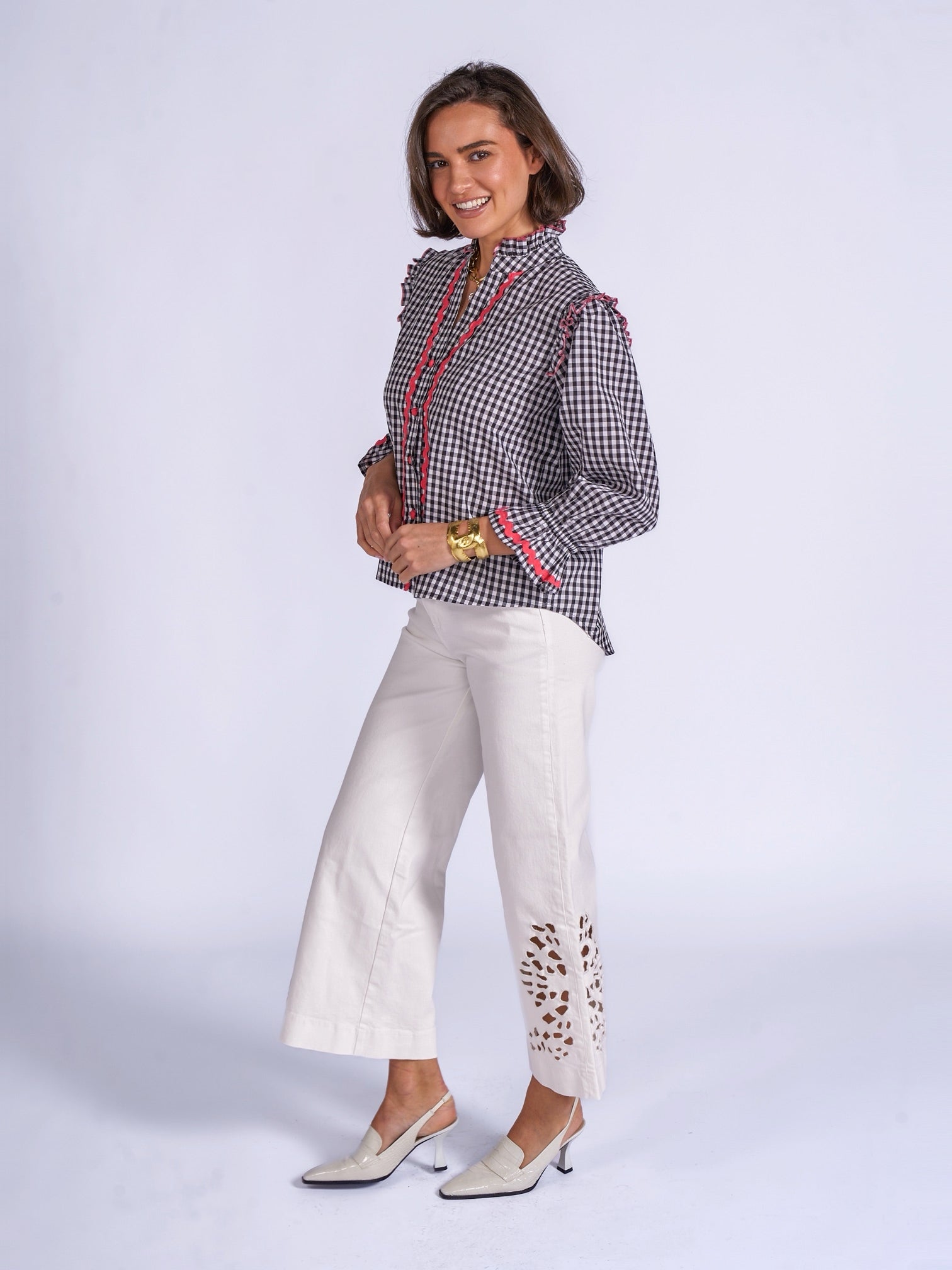 'BEO' BLOUSE IN BLACK GINGHAM