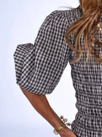 'BOBIN' BLOUSE IN BLACK GINGHAM