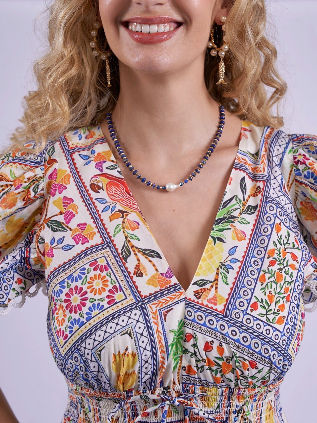 'MISHA'  DRESS IN TROPICAL PATCH