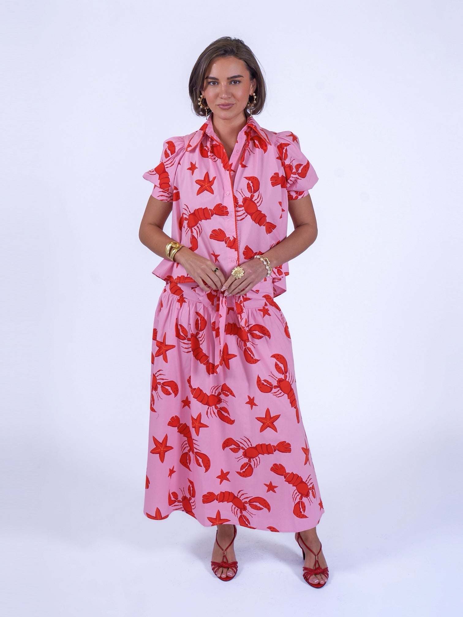 'PADDINGTON' SKIRT IN LOBSTER & STARFISH