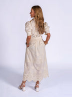 'SANI' PETITE MIDI DRESS IN CLOTTED CREAM