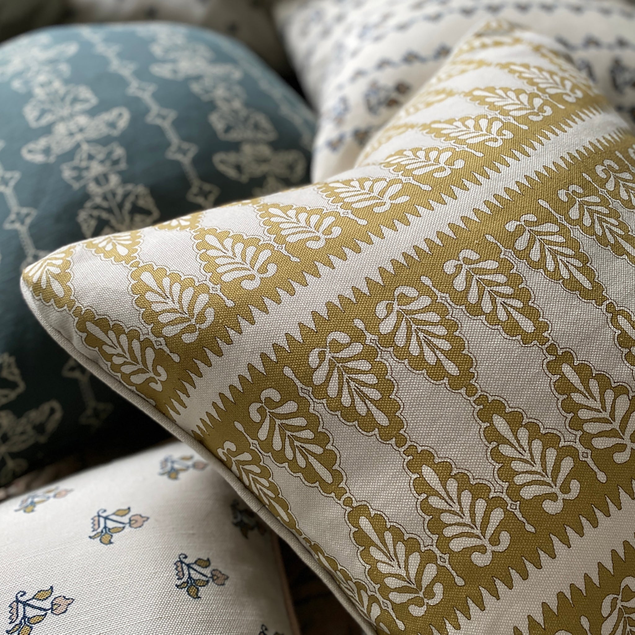 Florian Square Cushion - Ochre yellow