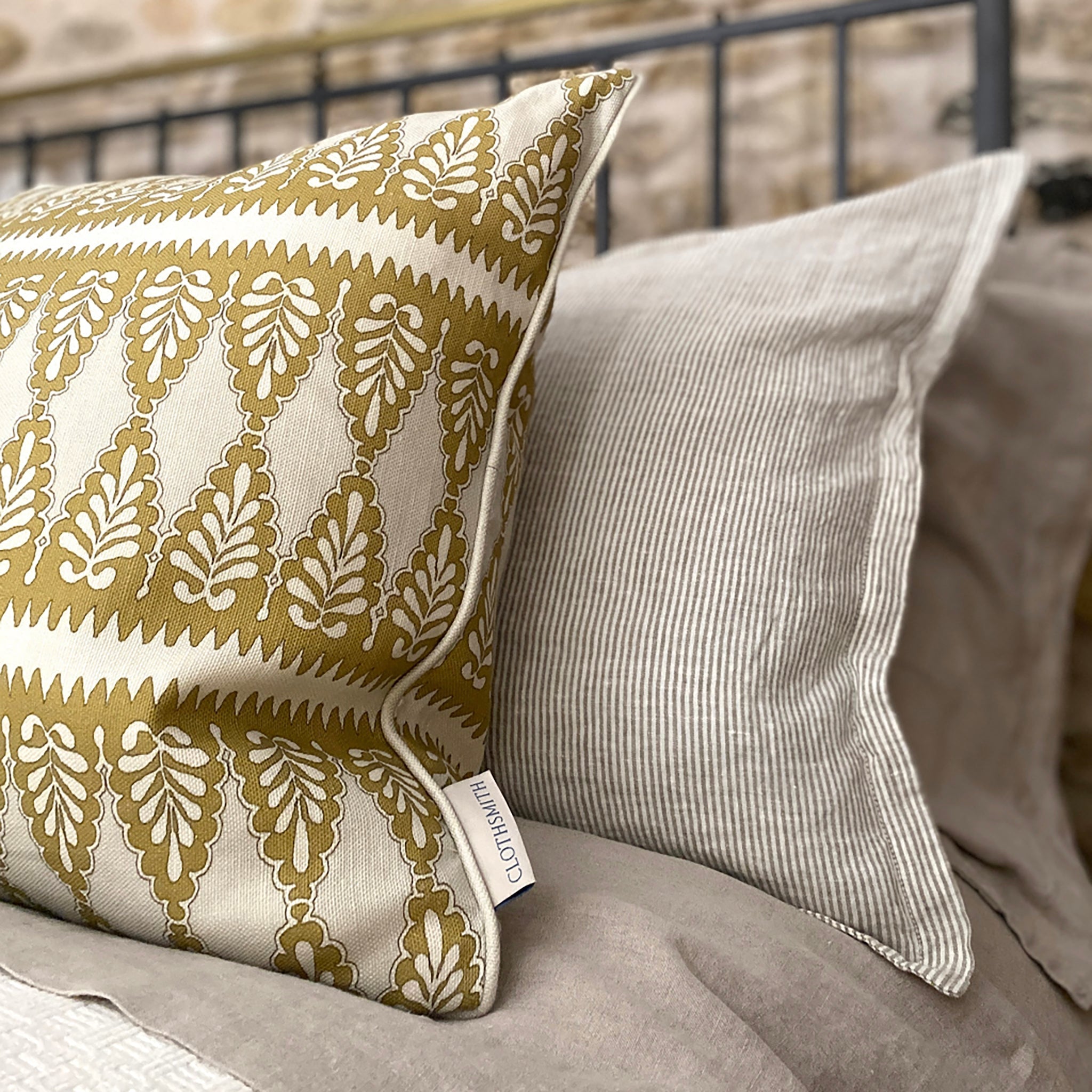 Florian Square Cushion - Ochre yellow