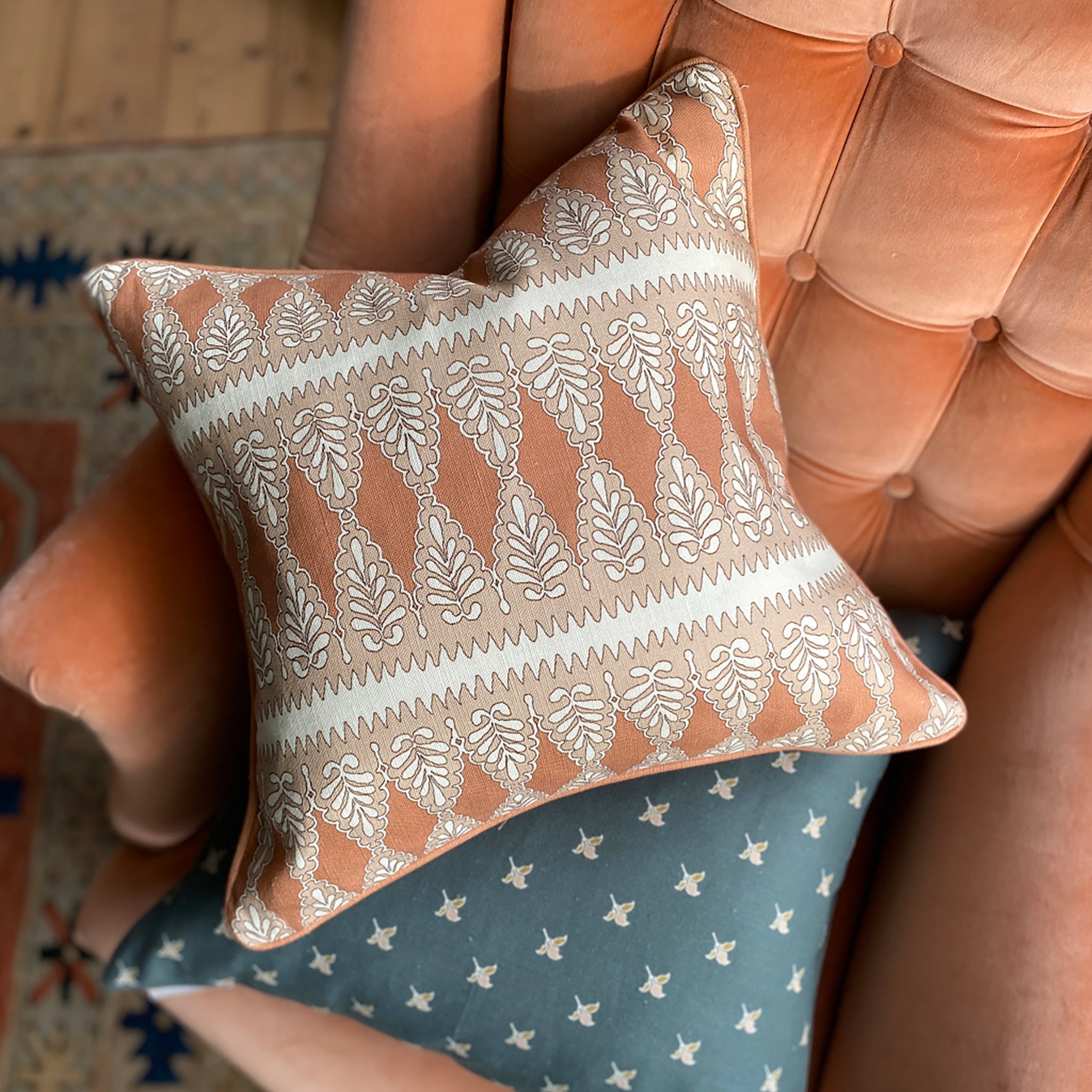 Florian Square Cushion - Rusty pink