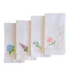 Embroidered Linen Napkins - Garden Flowers