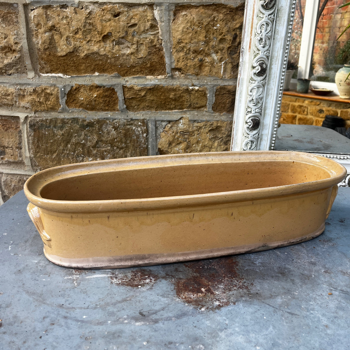 Antique French Earthenware Terrine / Jardiniere with Lug Handles