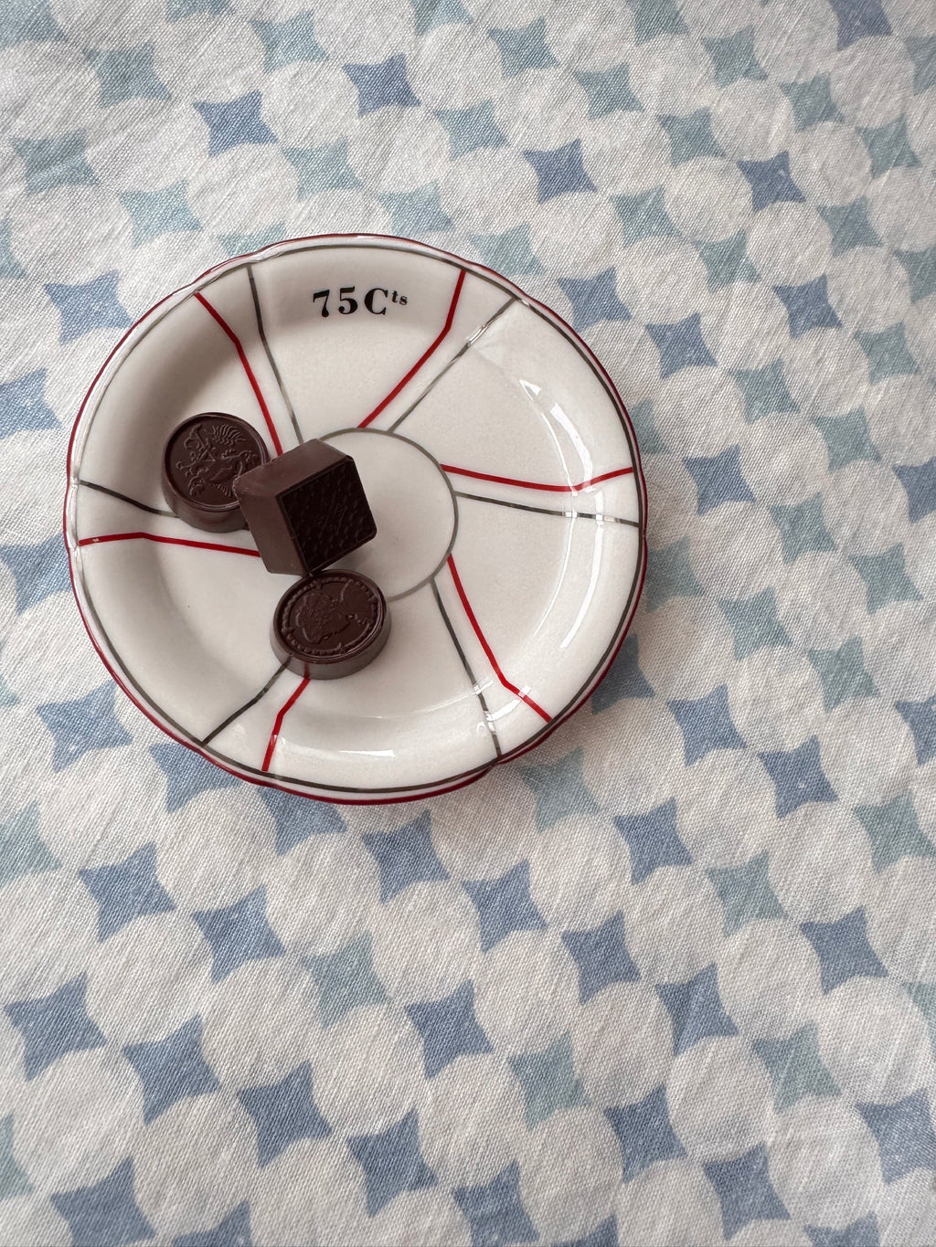 French Tip Trinket Dish - Red and Silver