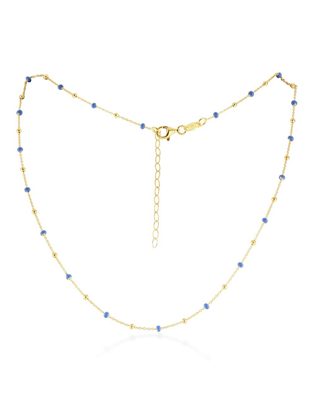Gold Dark Turquoise Enamel Necklace
