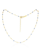 Gold Dark Turquoise Enamel Necklace