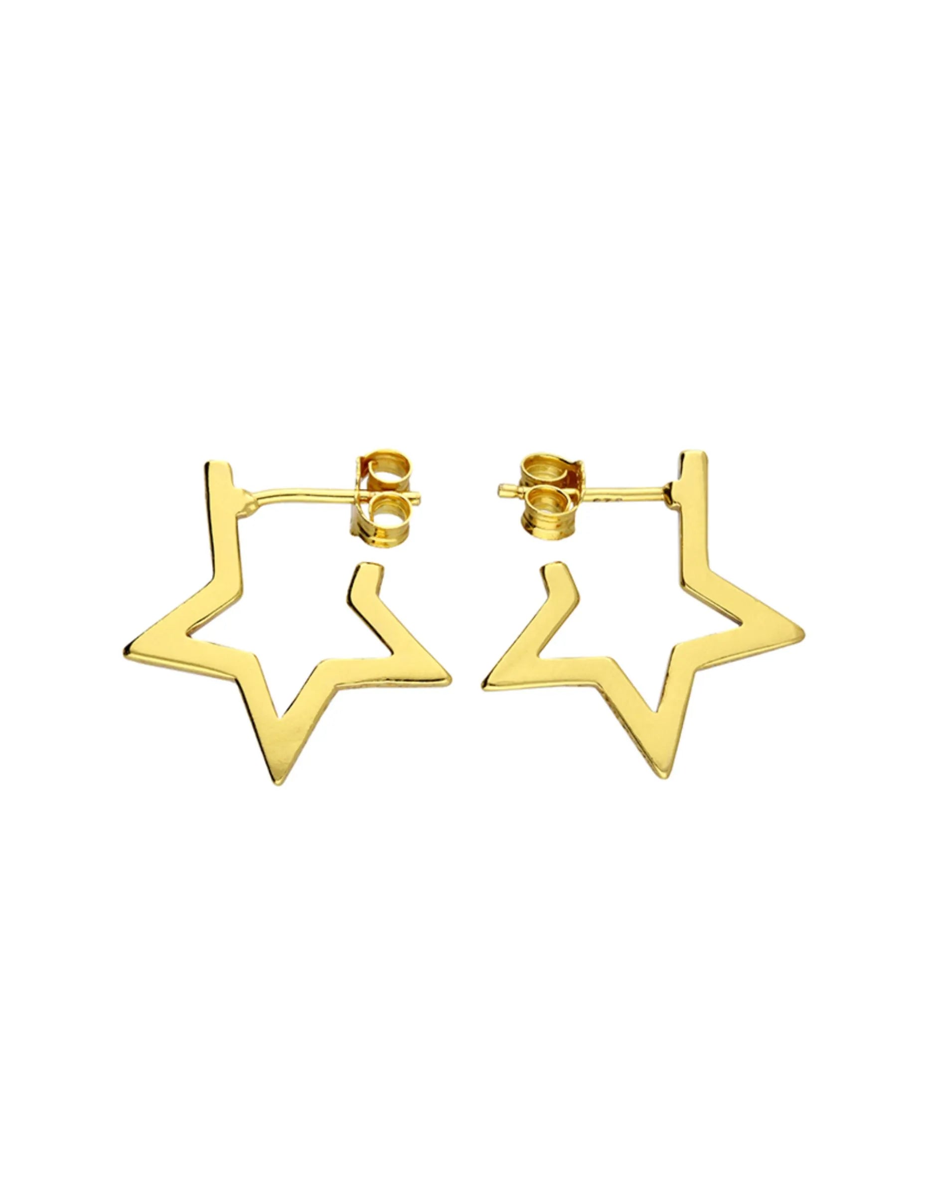 Gold Star Hoop Earrings