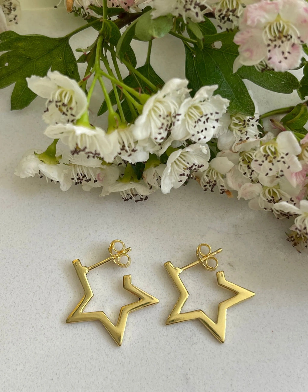 Gold Star Hoop Earrings