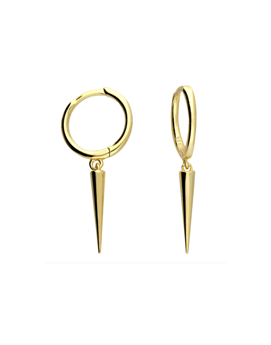 Gold Long Cone Huggie Earrings