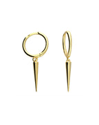 Gold Long Cone Huggie Earrings