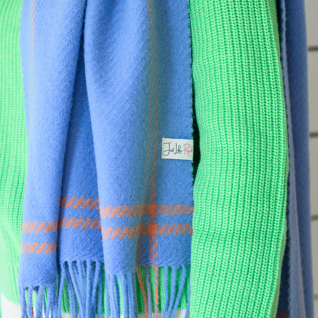 Grape Border Houndstooth Lambswool Scarf