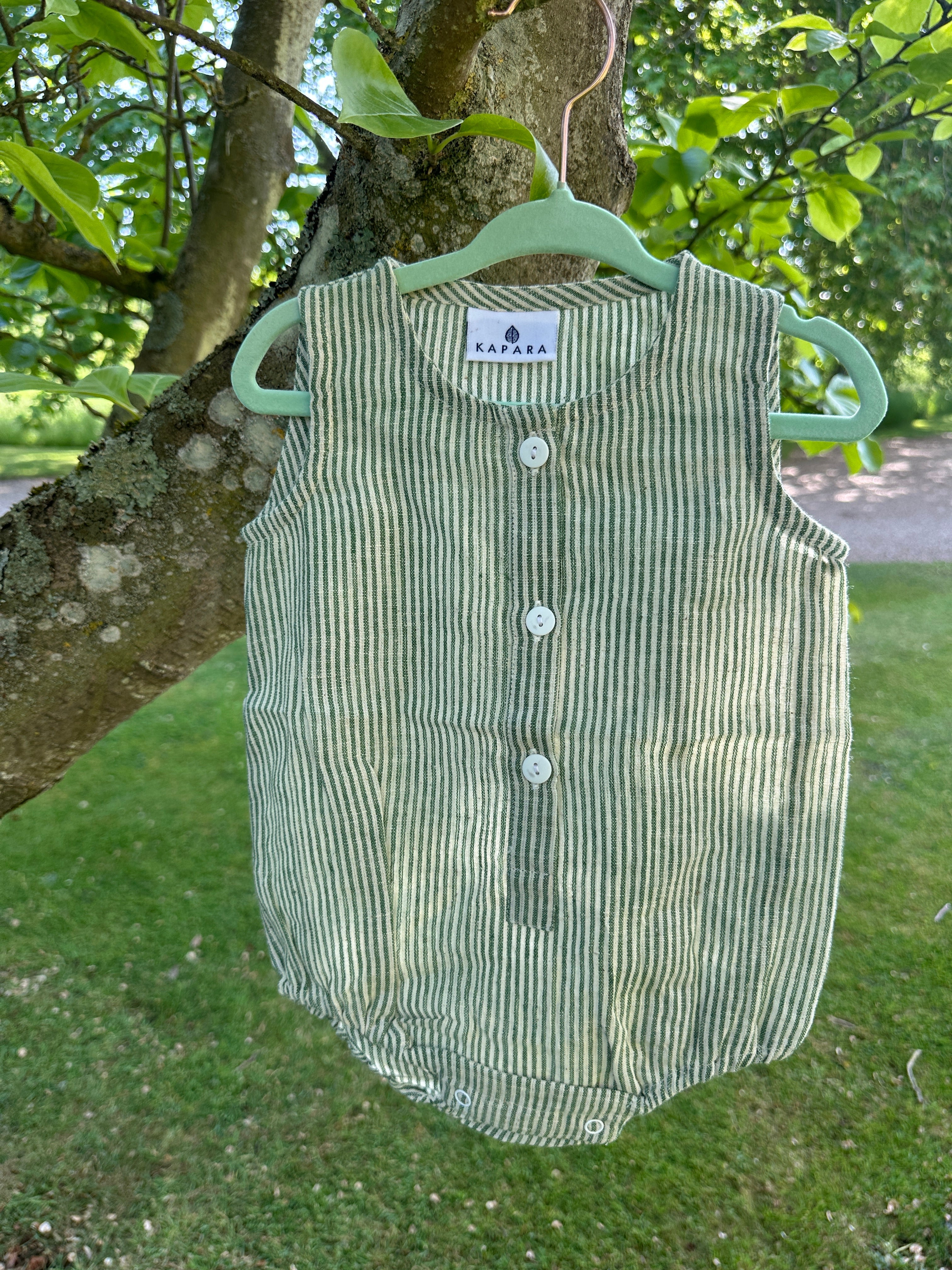 Green Stripe Cotton Romper