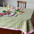 NEW FAN YEABRIDGE GREEN hand block printed tablecloth