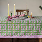 NEW FAN YEABRIDGE GREEN hand block printed tablecloth