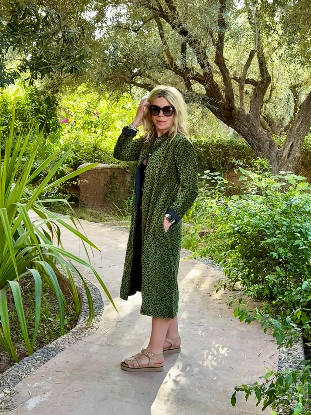 Green & Black Leo Velvet Coat