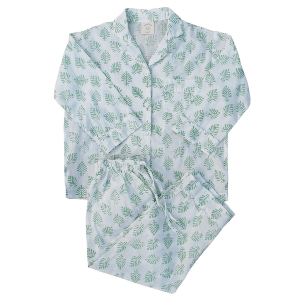 Spring Pjs Green Sage Green Leaf Pyjamas – The Curated Store UK
