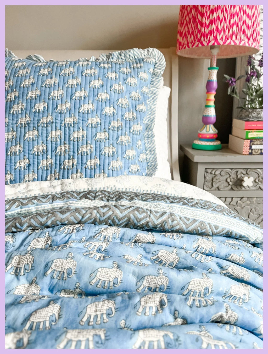BLOCK PRINT HEIRLOOM QUILT | ESTHA - King Size