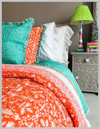 BLOCK PRINT HEIRLOOM QUILT | PALATIAL CORAL - King Size