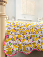 HANDMADE SCALLOP STANDARD QUILT | NEON RAINBOW LEOPARD