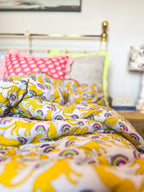 HANDMADE SCALLOP STANDARD QUILT | NEON RAINBOW LEOPARD