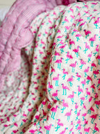 HANDMADE SCALLOP STANDARD QUILT | PINK FLAMINGO