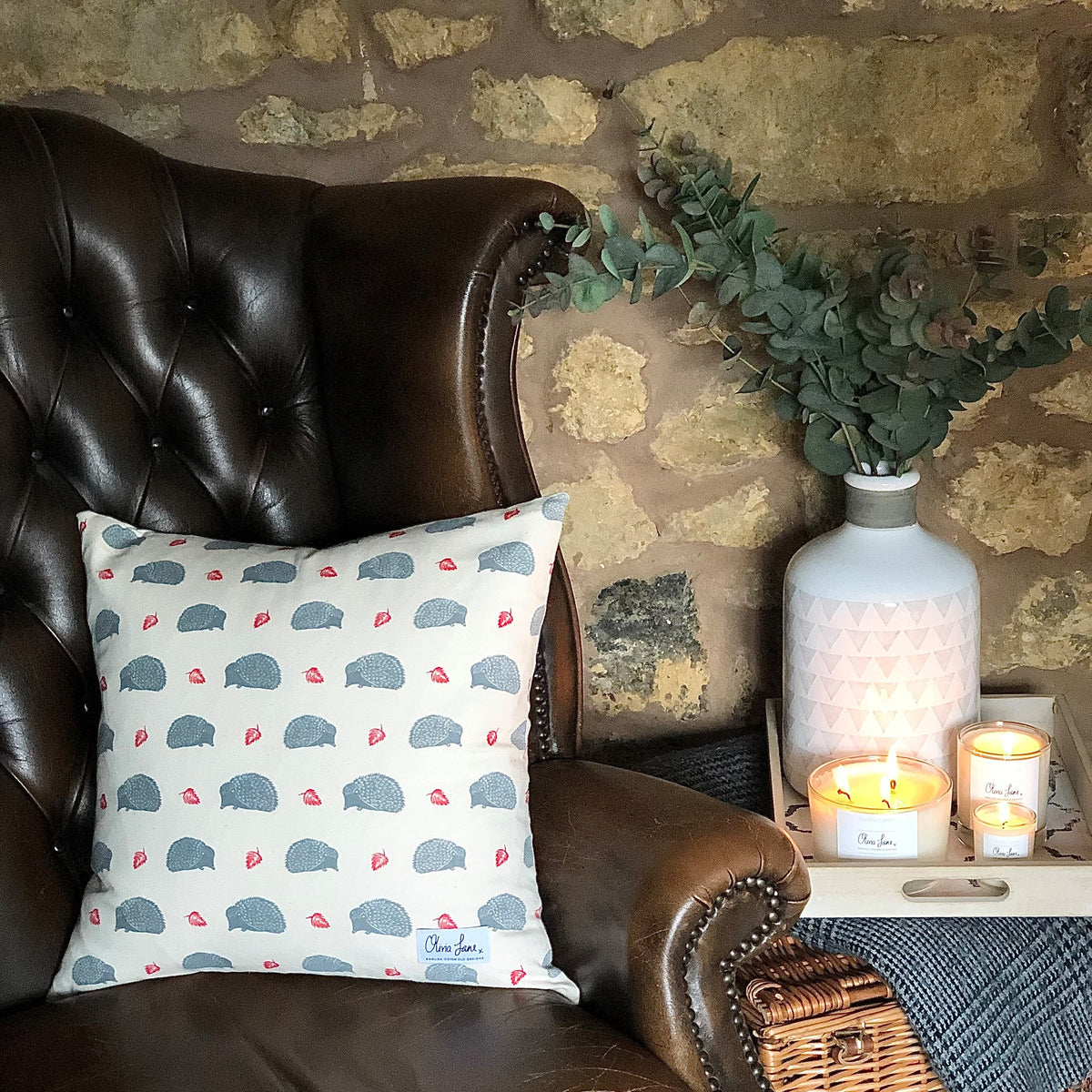 Cushion Cover- 'Snuffling Along' Hedgehog