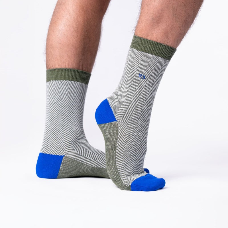 Green and Blue Herringbone Socks