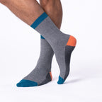 Grey, Orange and Blue Herringbone Socks