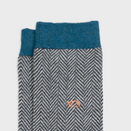 Grey, Orange and Blue Herringbone Socks