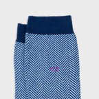 Blue and Ecru Herringbone Socks
